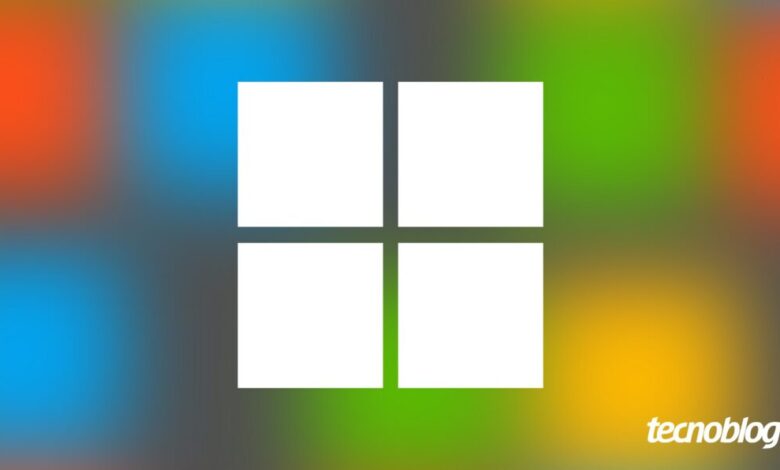 Logotipo do Windows sobre logotipos da Microsoft