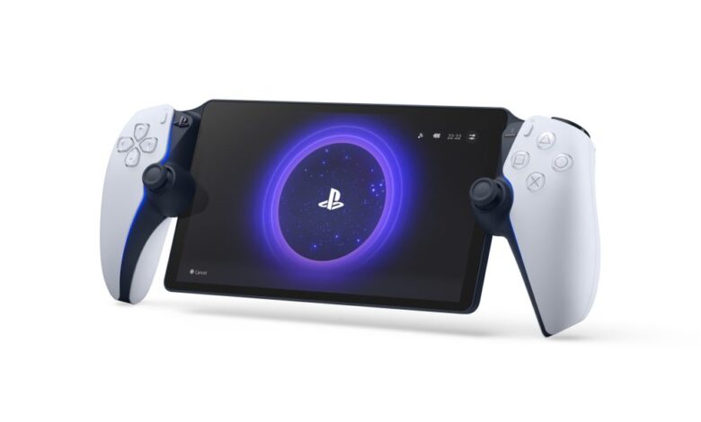 PlayStation Portal, aparelho com uma tela no centro e duas "metades" de DualSense dos lados